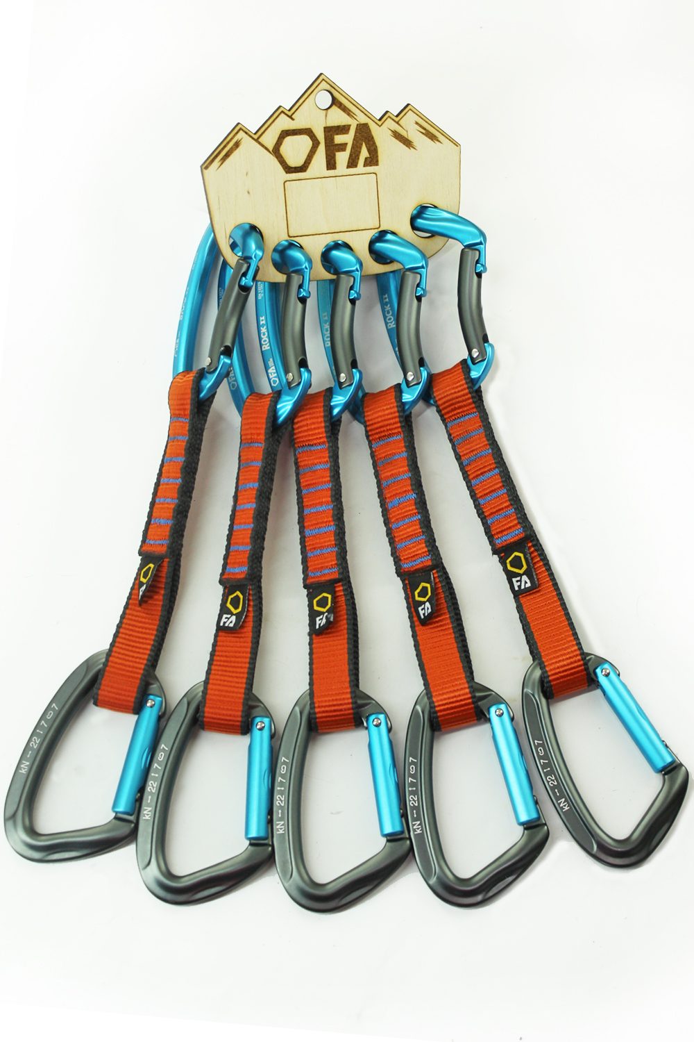 FA Lanyard with carabiners ROCK EXPRESS PAD 19 mm 16 cm (5 pcs.) BLUE