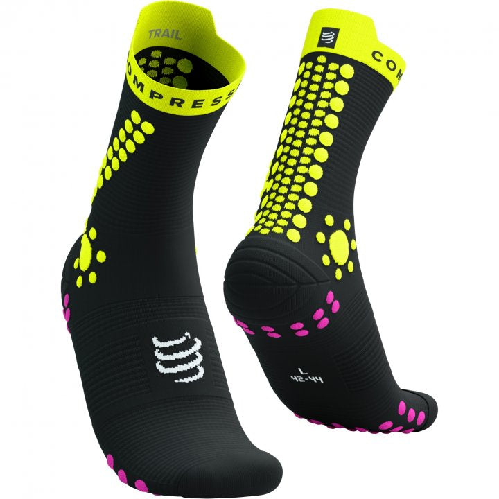 CS Шкарпетки Pro Racing Socks v4.0 Trail, Black/Safe Yellow/Neo Pink, T4