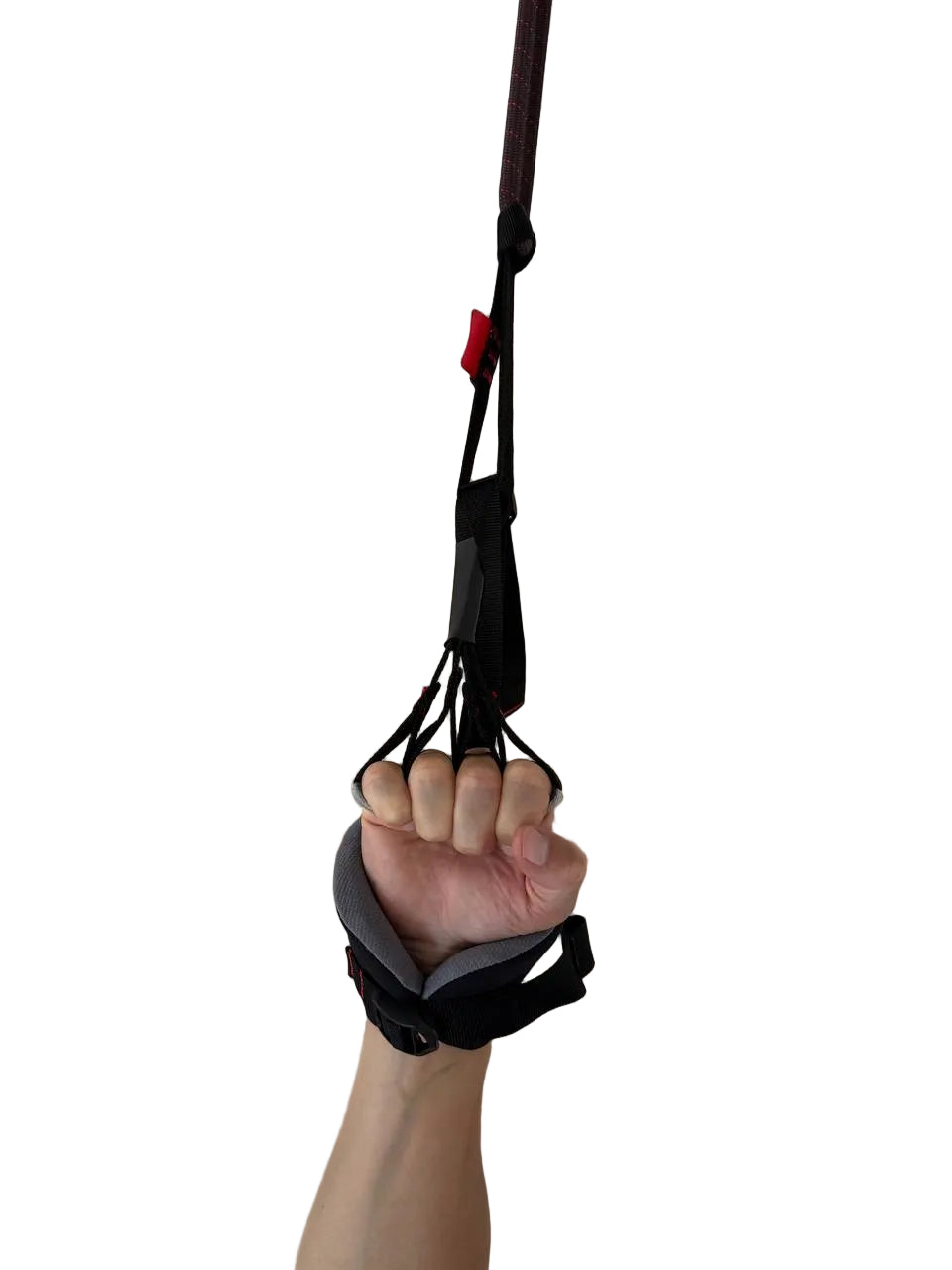 GS Fingerhooks used with wrist cuffs for assisted hanging