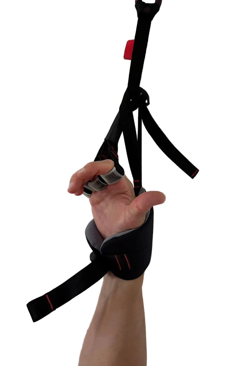 GS Fingerhooks used with wrist cuffs for assisted hanging
